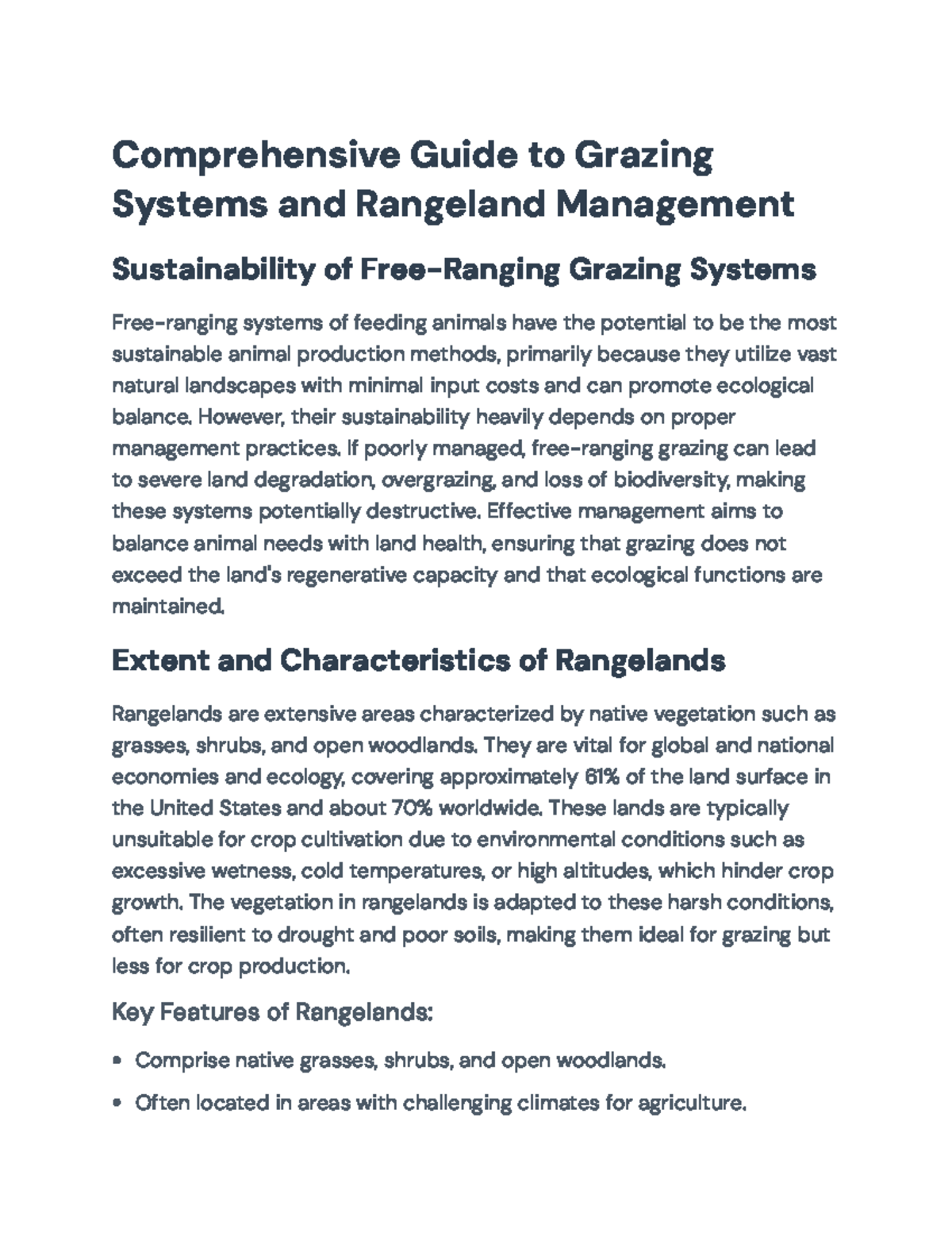 Grazing Systems & Rangeland Management: A Comprehensive Overview - Studocu