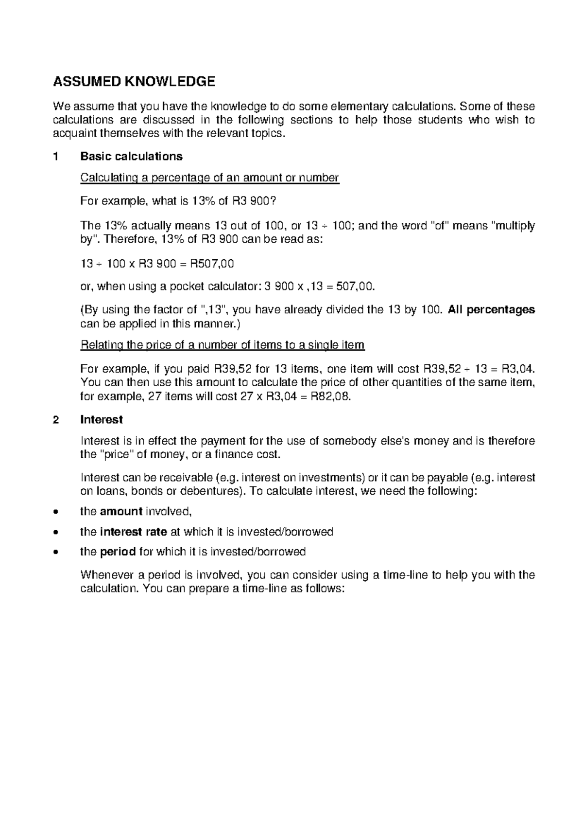 FAC1502 Assumed knowledge - ASSUMED KNOWLEDGE We assume that you have ...