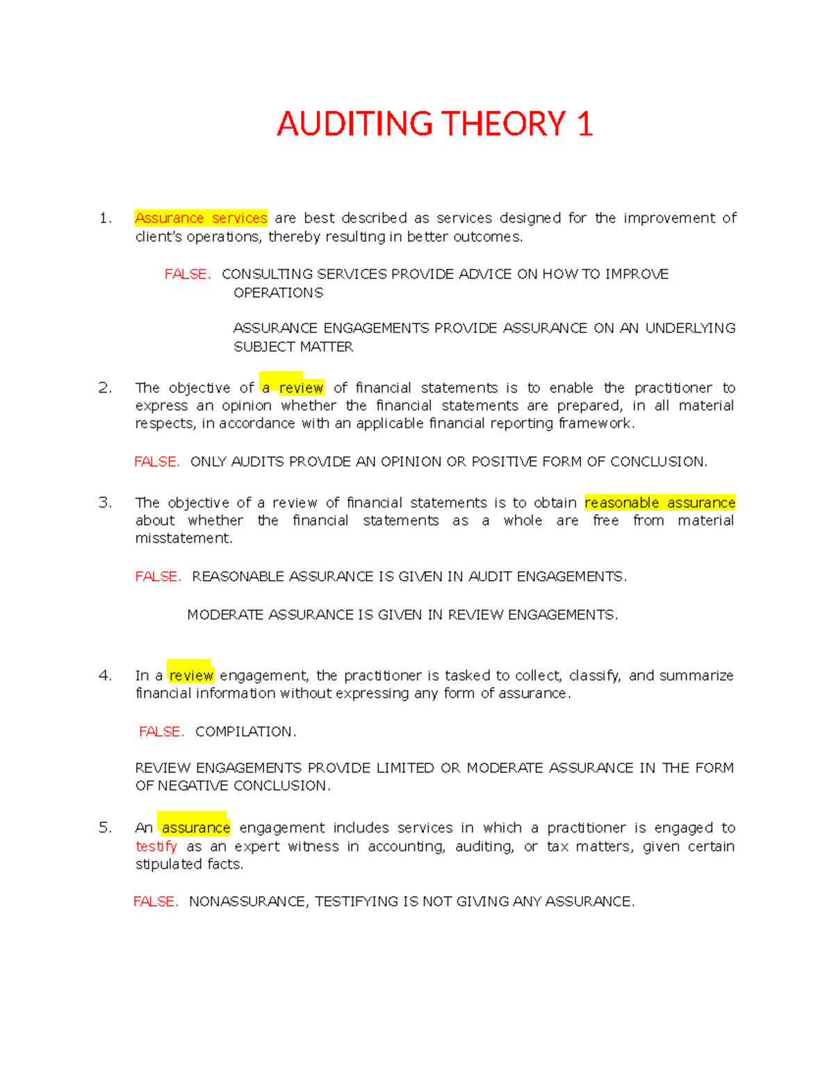 Auditing Theory 1: Key Concepts and Misconceptions Explained - Studocu