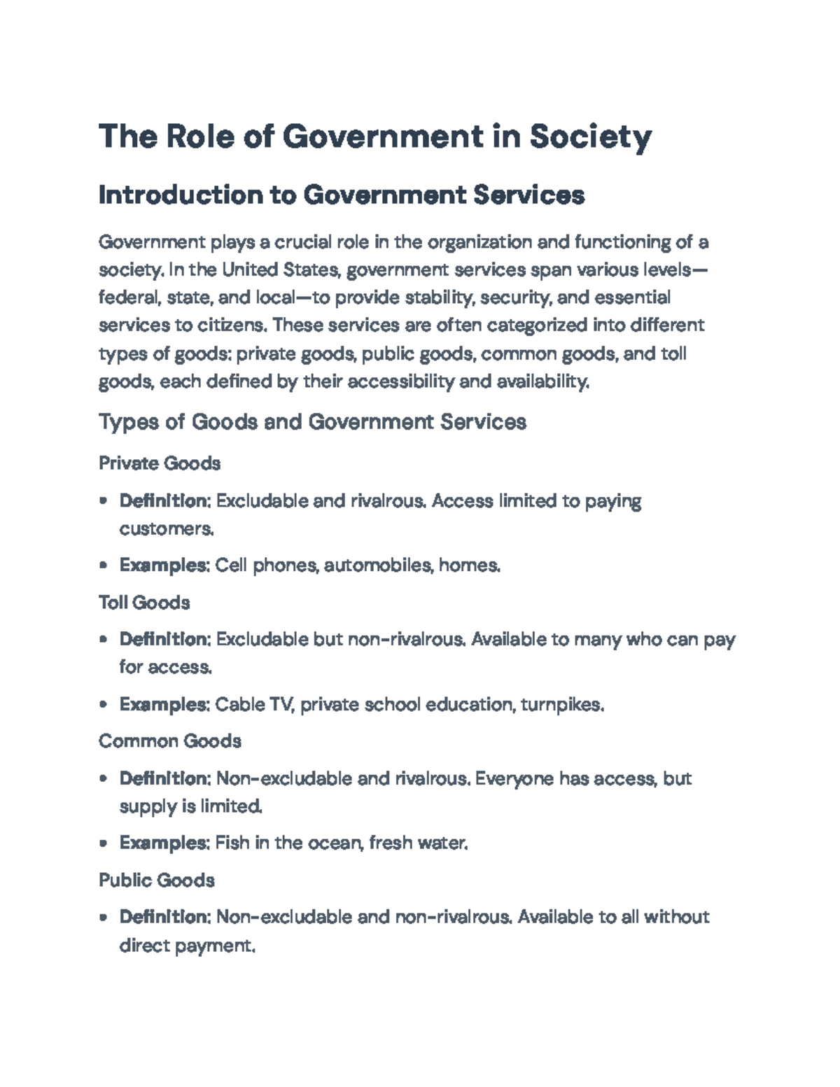 Government Services: Roles, Types, and Economic Impacts - GOV 101 - The ...
