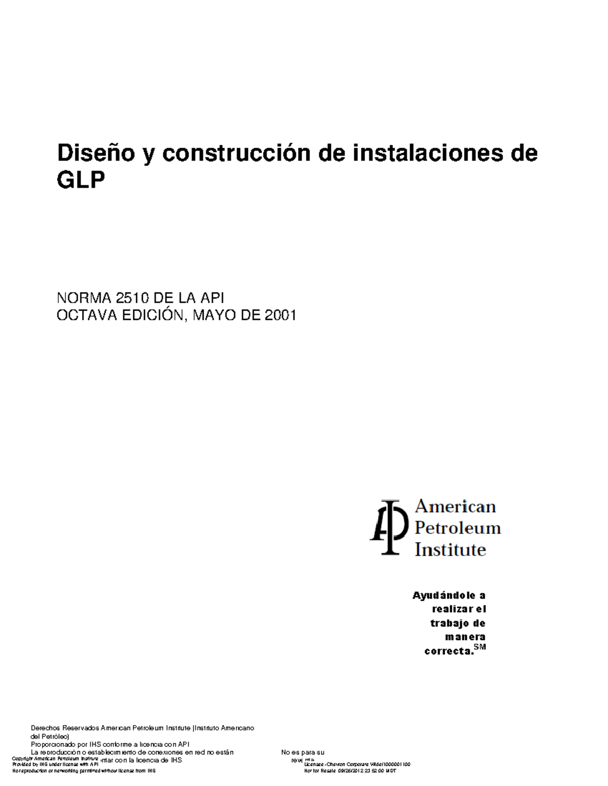 Diseño y Construcción de Instalaciones de GLP según API 2510 - Studocu