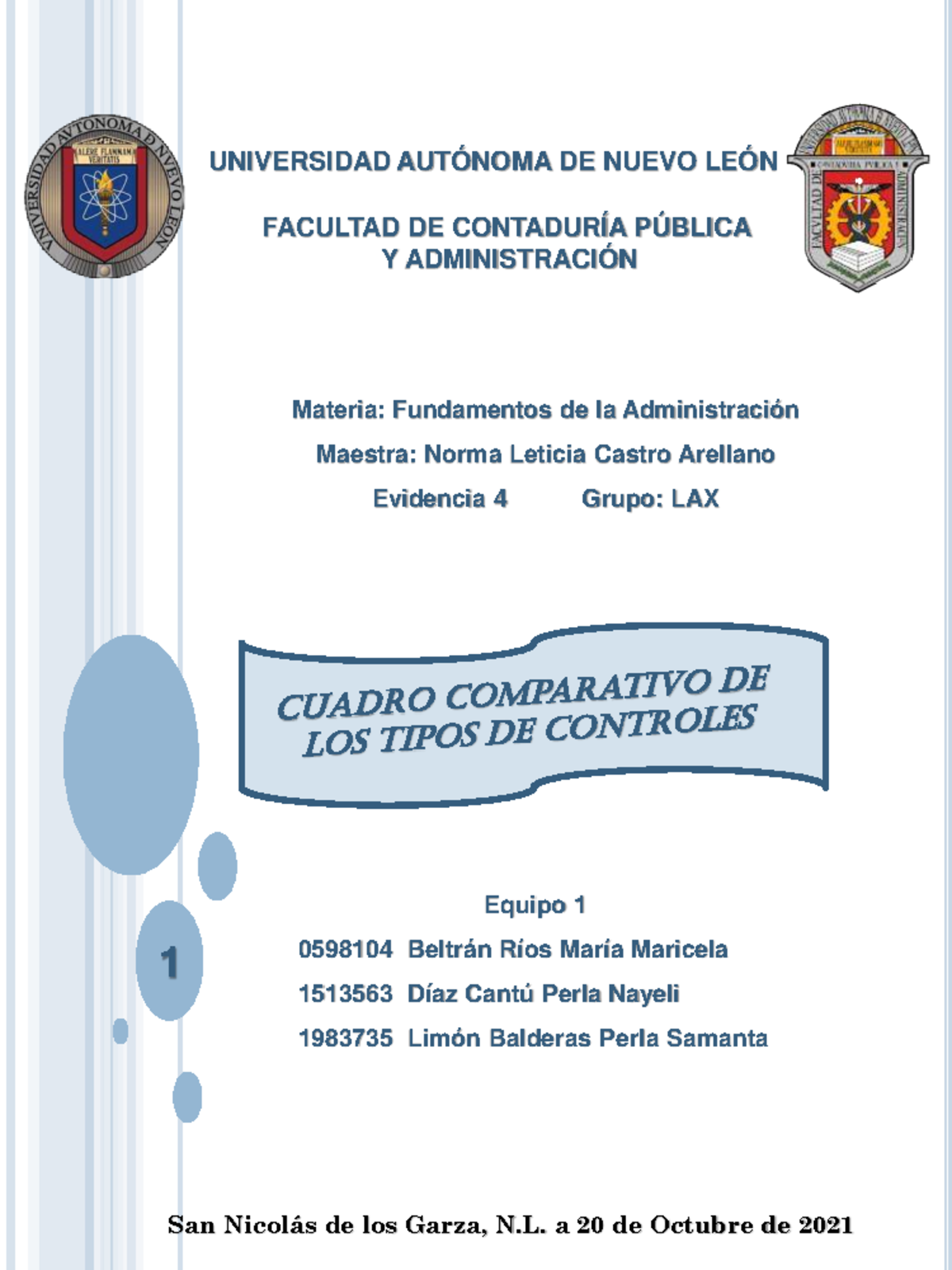 Evidencia 4.1: Comparativa de Tipos de Control en Administración - Studocu