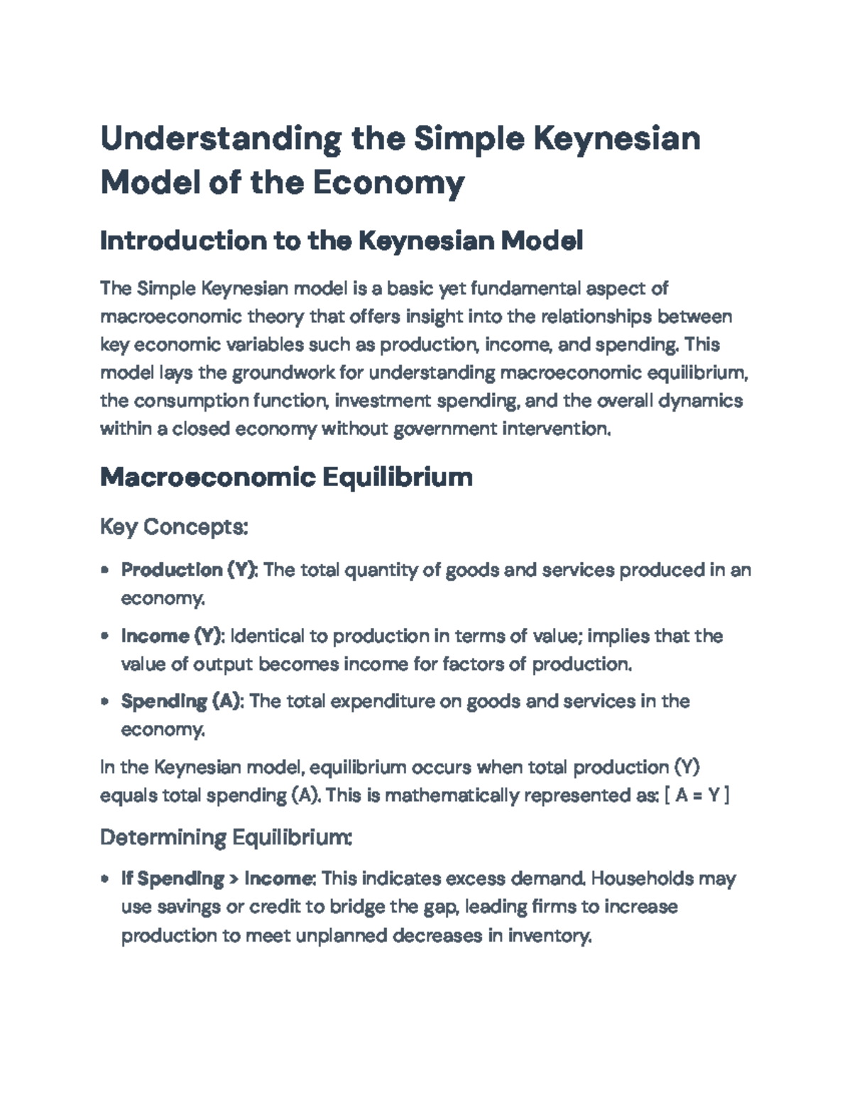 Understanding the Simple Keynesian Model: Concepts & Equilibrium (ECO ...