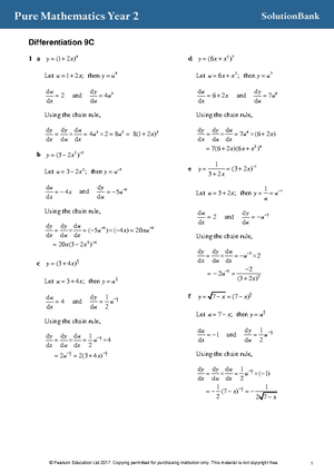 9d - this is a mark scheme for pure maths - Differentiation 9D 1 a Let ...