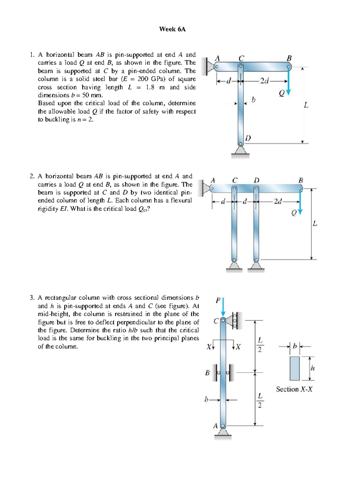 Week 6 Problems: Beam and Column Load Analysis (ENG 101) - Studocu