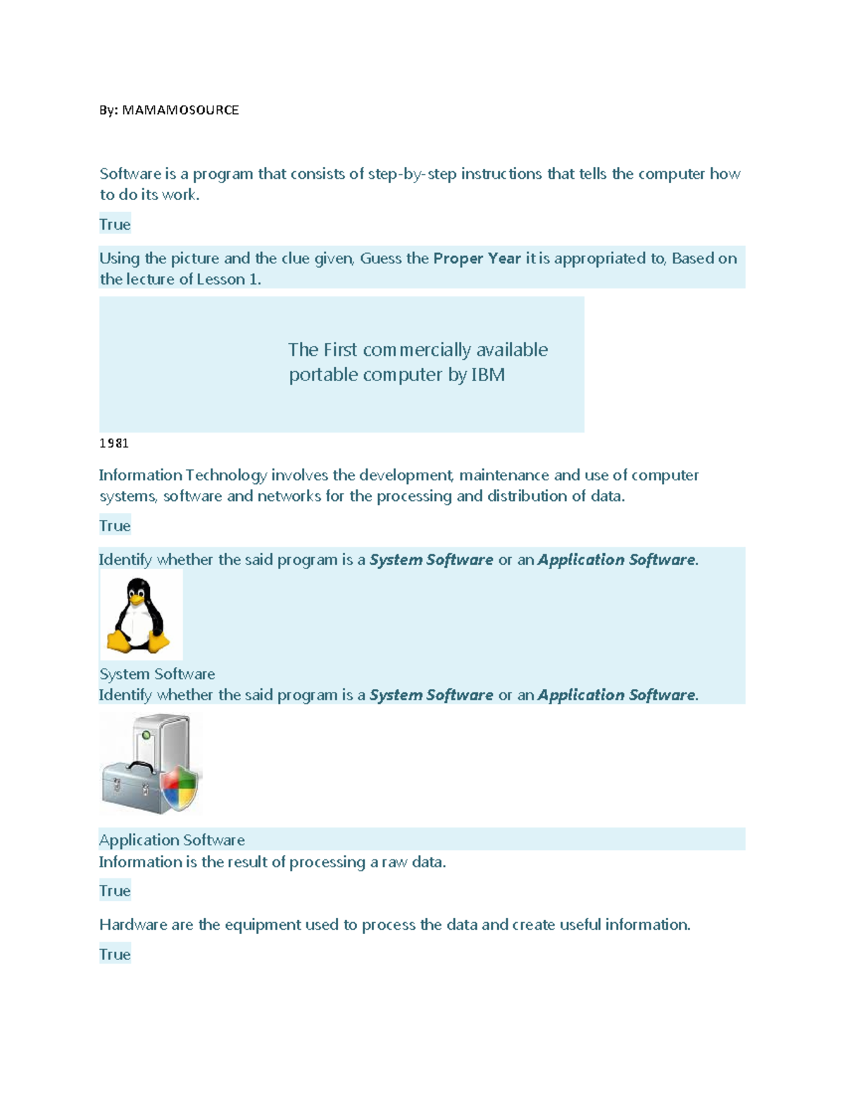 IT 101: Computing Fundamentals - Lesson 1 Quiz Review and Answers - Studocu