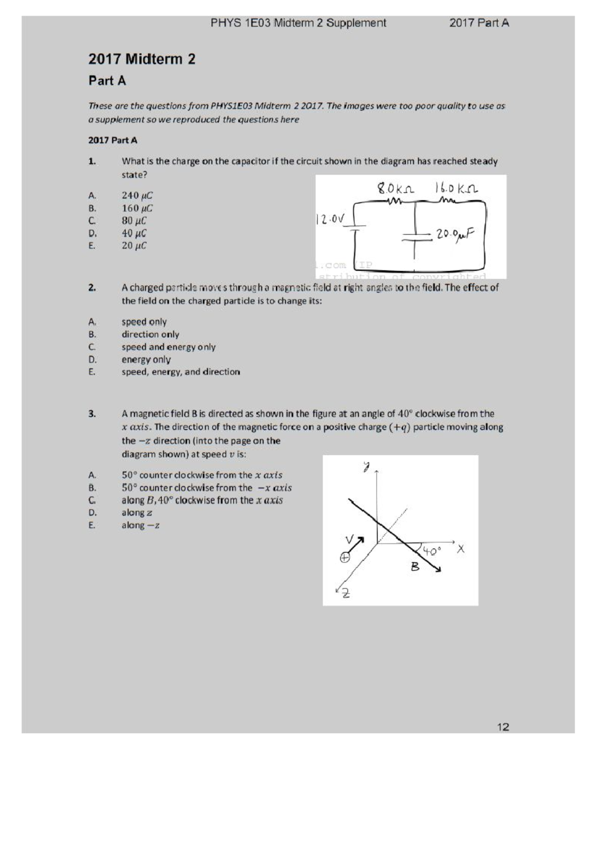 Physics 1E03 2017 Test 2 - Physics 1E03 - Studocu