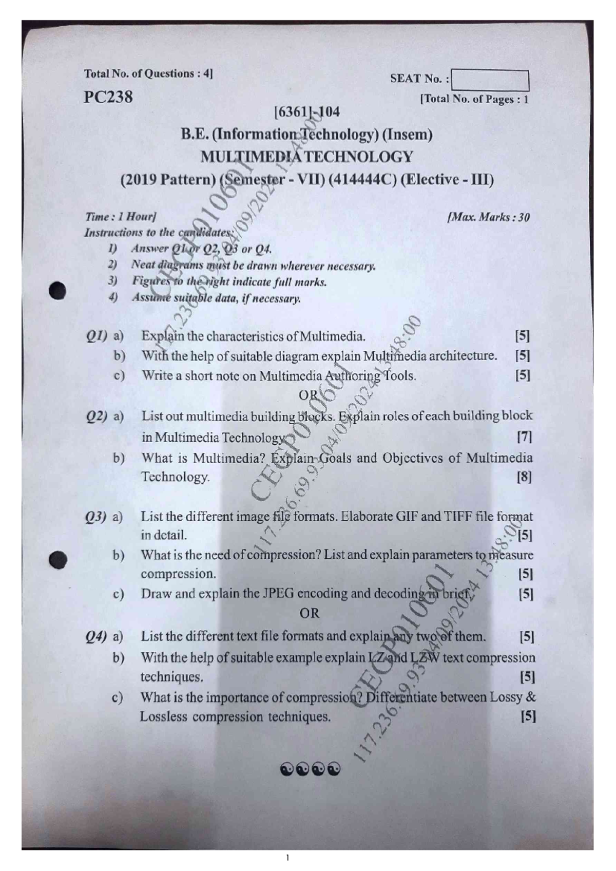MT-Insem - B.E. (IT) Multimedia Technology Exam Paper (2019) - Studocu