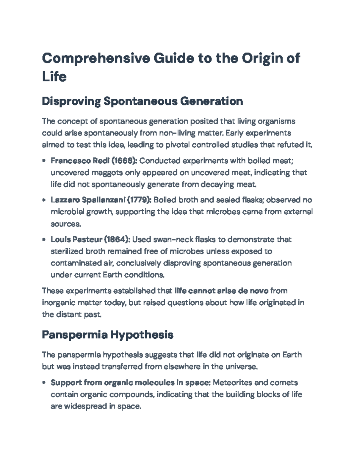 Comprehensive Review of the Origin of Life: Disproving Spontaneous ...