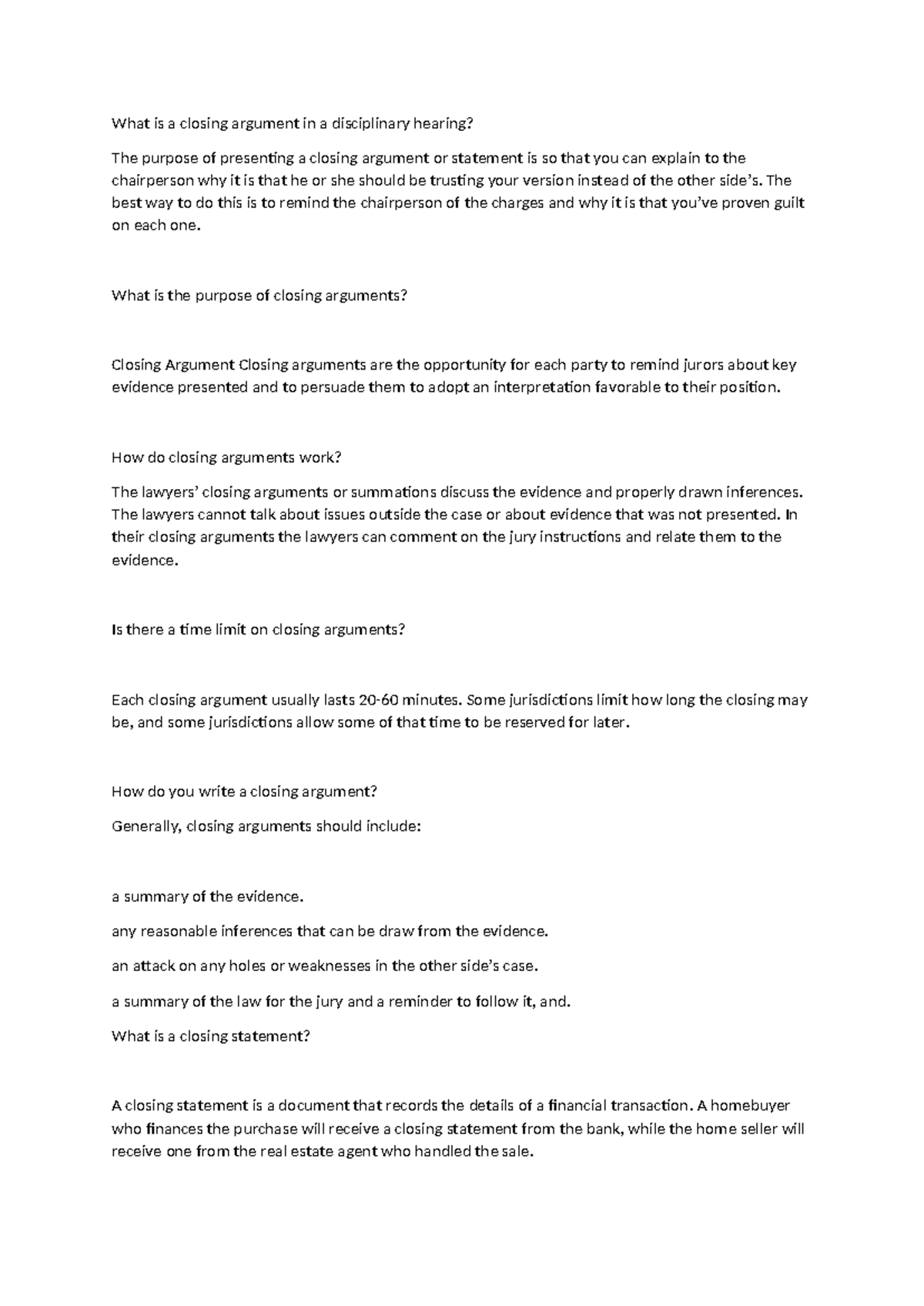 Closing Arguments in Disciplinary Hearings: Key Insights and Guidelines ...