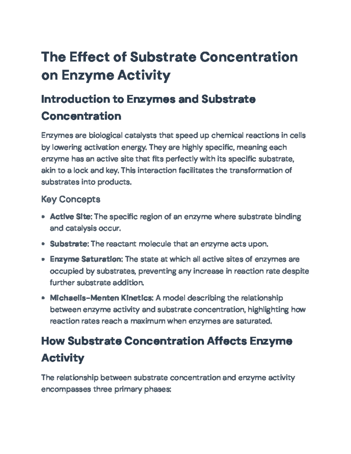 The Impact of Substrate Concentration on Enzyme Activity - Lab Study ...