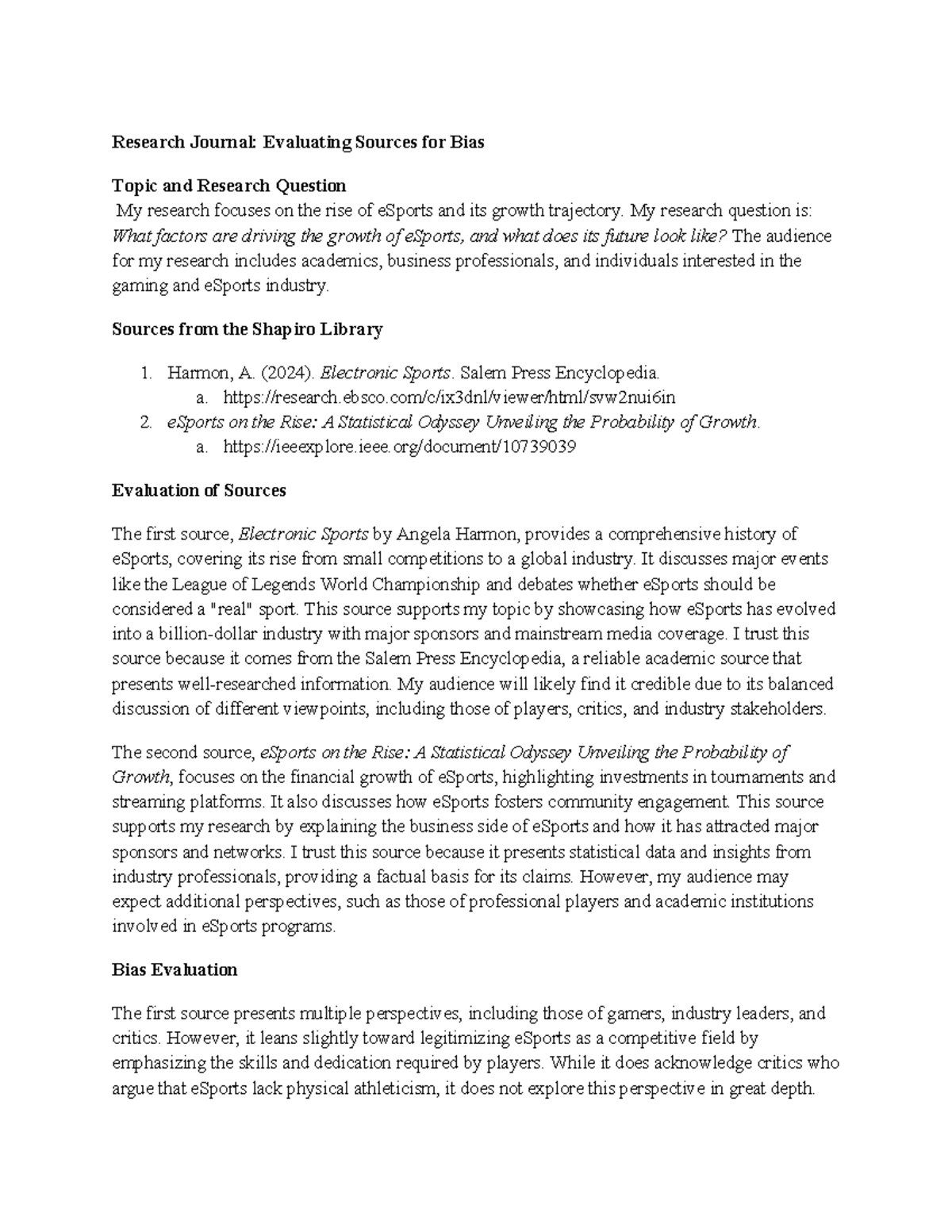 ENG 190 Winburn - Work - Research Journal: Evaluating Sources for Bias ...