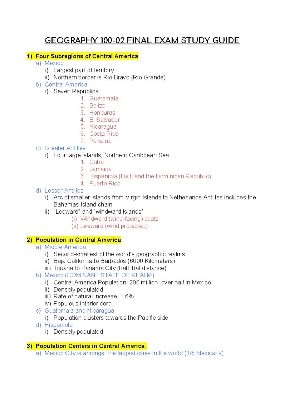 GEOG-100 Final Exam Study Guide: Key Concepts and Topics - Studocu