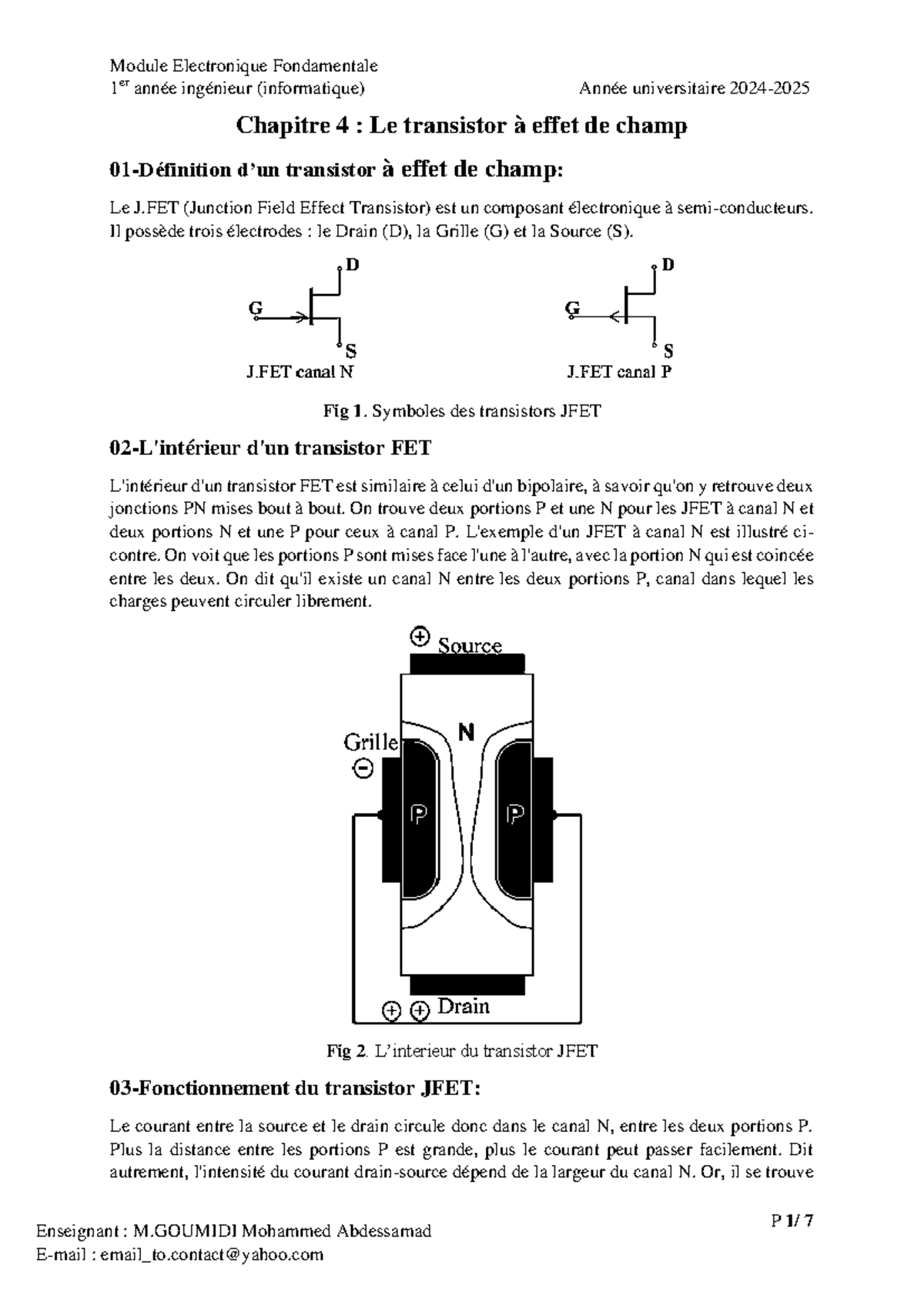 Chapitre 4 Le transistor à effet de champ Electronique Fondamentale — free download