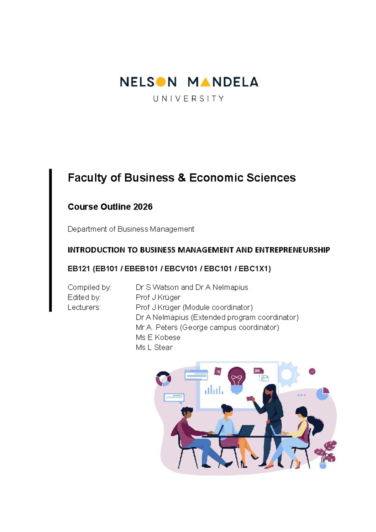 EB121 Course Outline: Introduction to Business Management ...