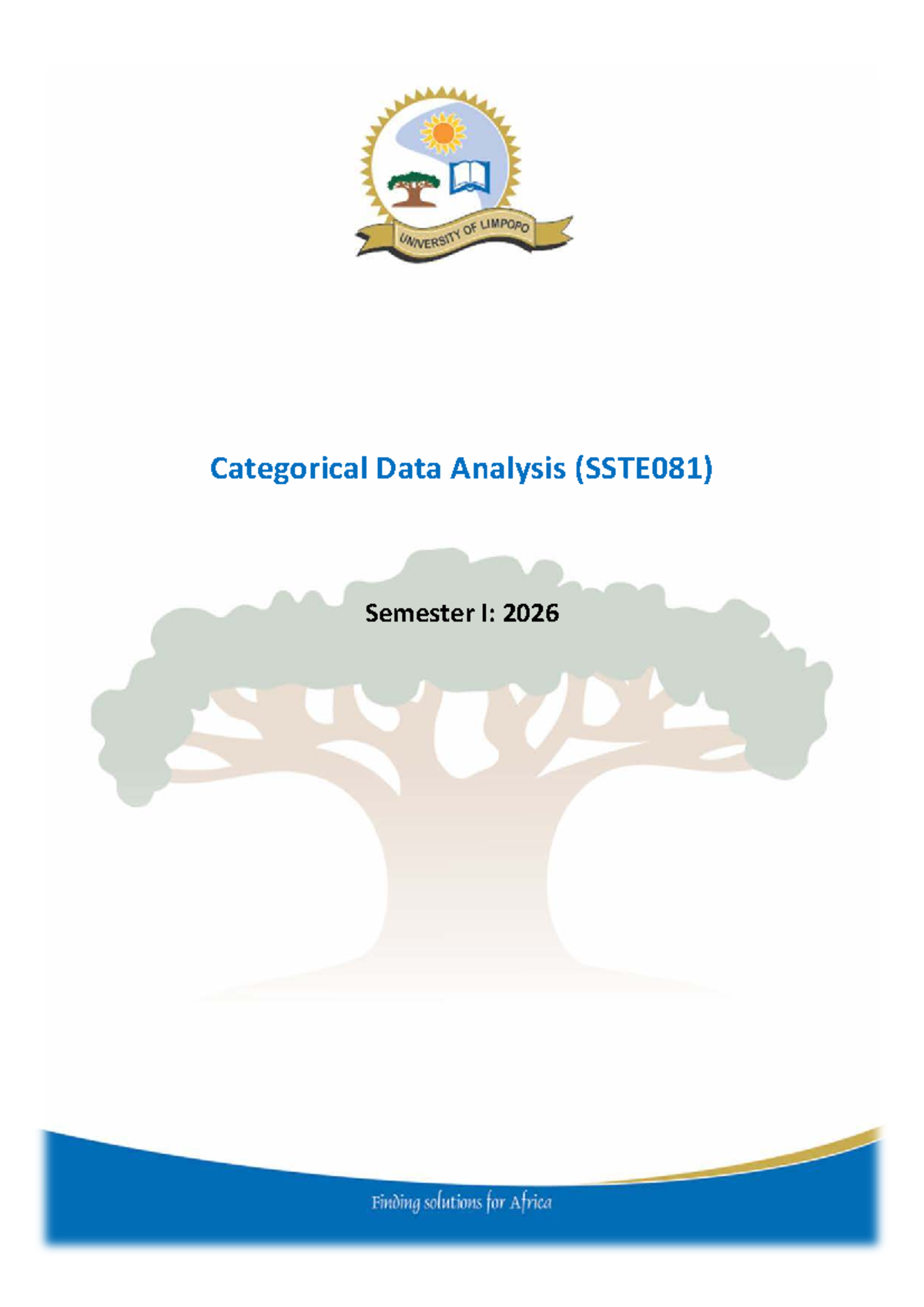 SSTE081 Categorical Data Analysis Study Guide & Lecture Notes 2026 ...