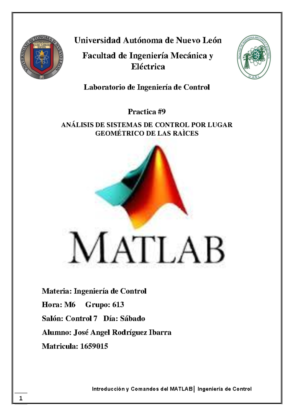 Practica #9: Análisis de Sistemas de Control en MATLAB - Ing. de ...