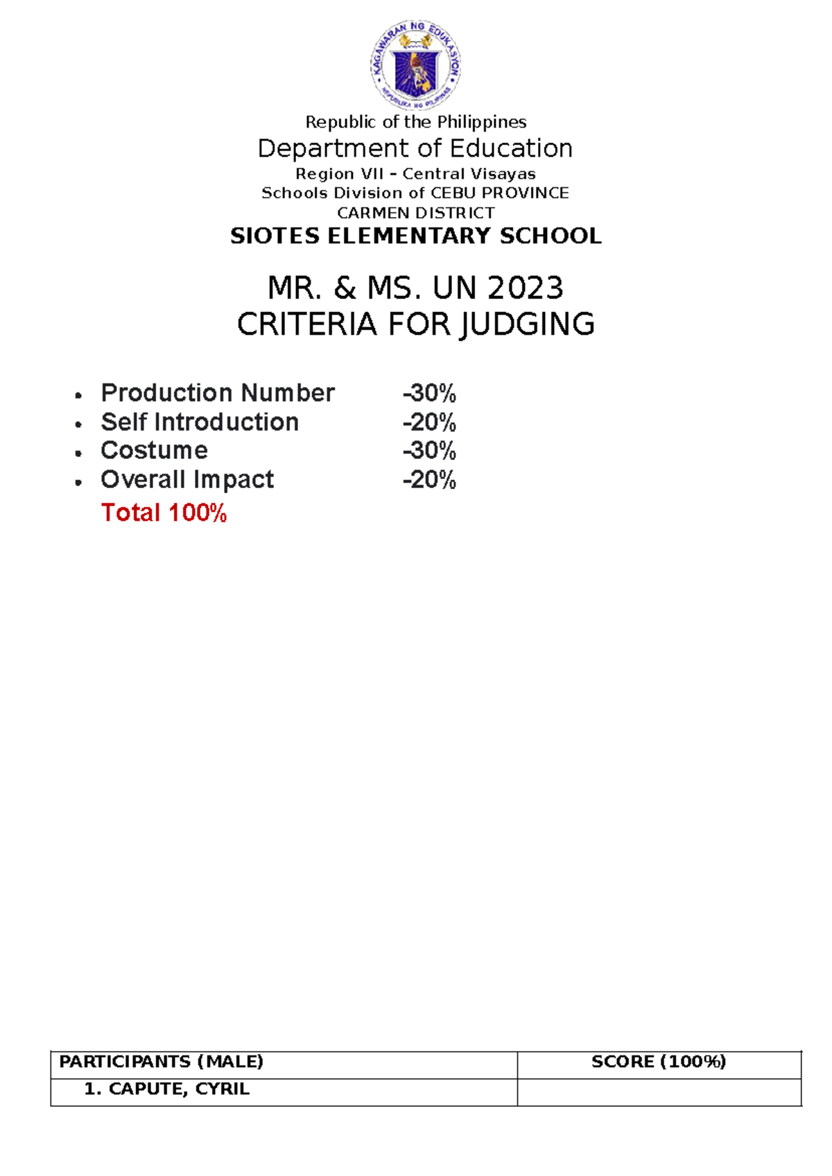 MR. & MS. UN 2023 Costume Criteria & Judging Guidelines - Studocu