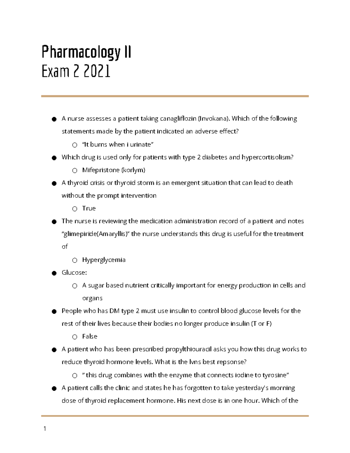 Pharm 2 test 2 - Pharmacology II Exam 2 2021 A nurse assesses a patient ...