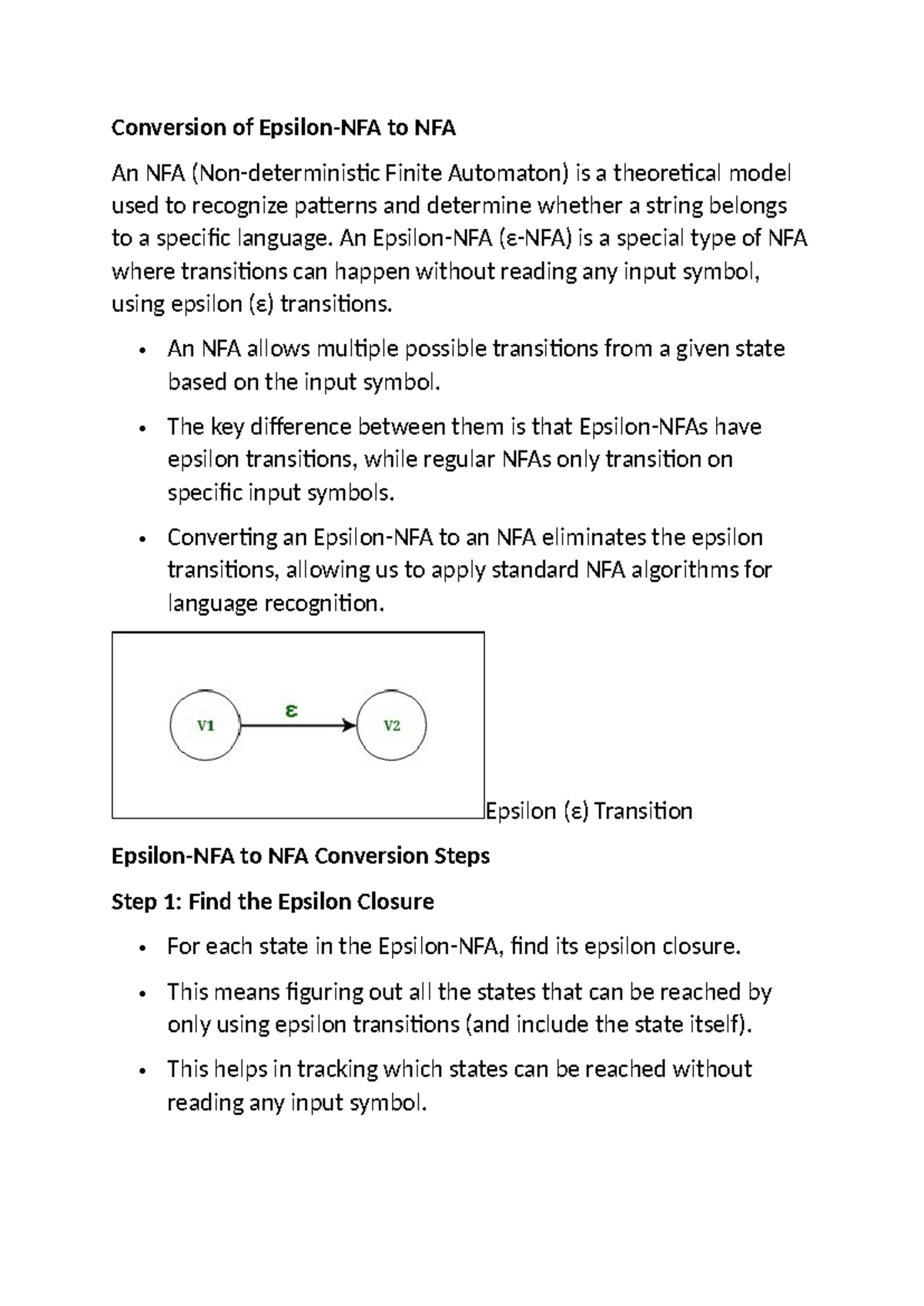 Conversion of Epsilon NFA to NFA: Steps and Examples - Studocu