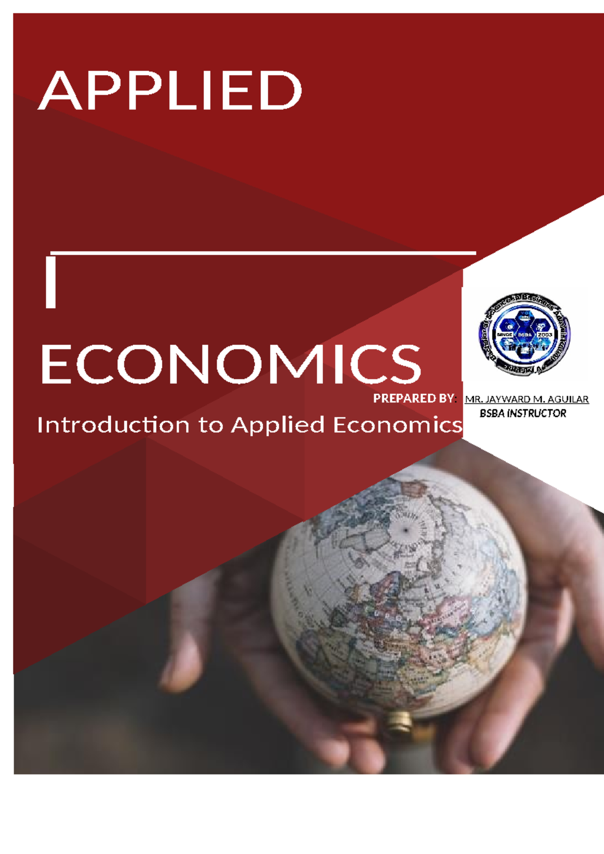 APPLIED ECONOMICS BSBA: Lesson 1 - Introduction to Economic Concepts ...