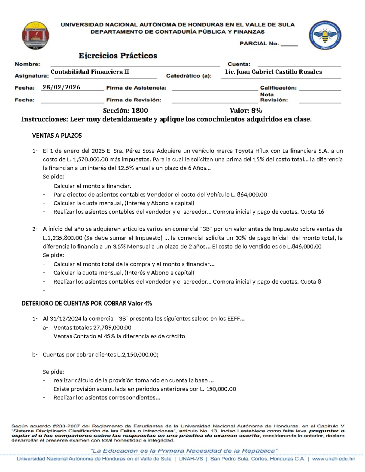 Ejercicio Práctico 1er Parcial I PAC 2026 - Contabilidad Financiera II ...