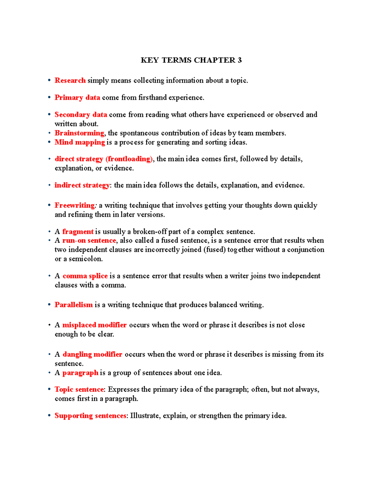 KEY TERMS CHAPTER 3 - Research Concepts and Writing Techniques TACN2 ...
