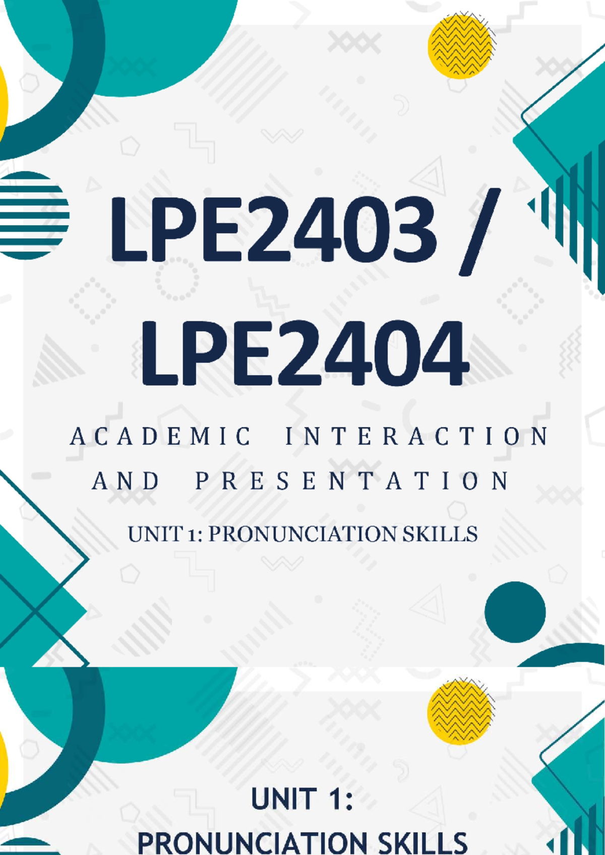 Lecture Notes 1 - Week 1: Understanding English Phonetics and ...