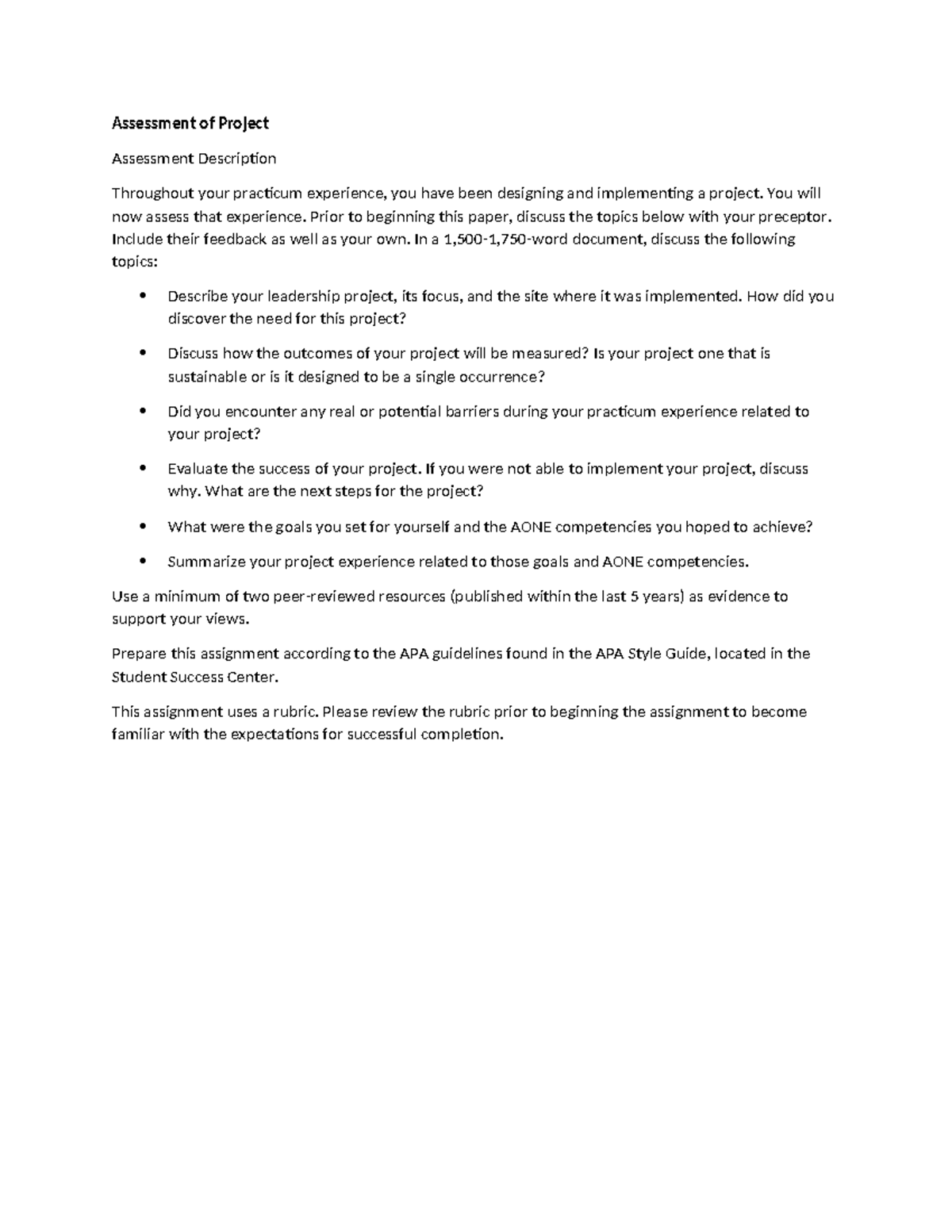 241853 Final Exam: Assessment of Leadership Project Experience - Studocu