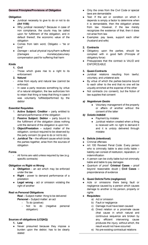 Oblicon Notes: Chapter 3 - Types of Obligations Explained - Studocu
