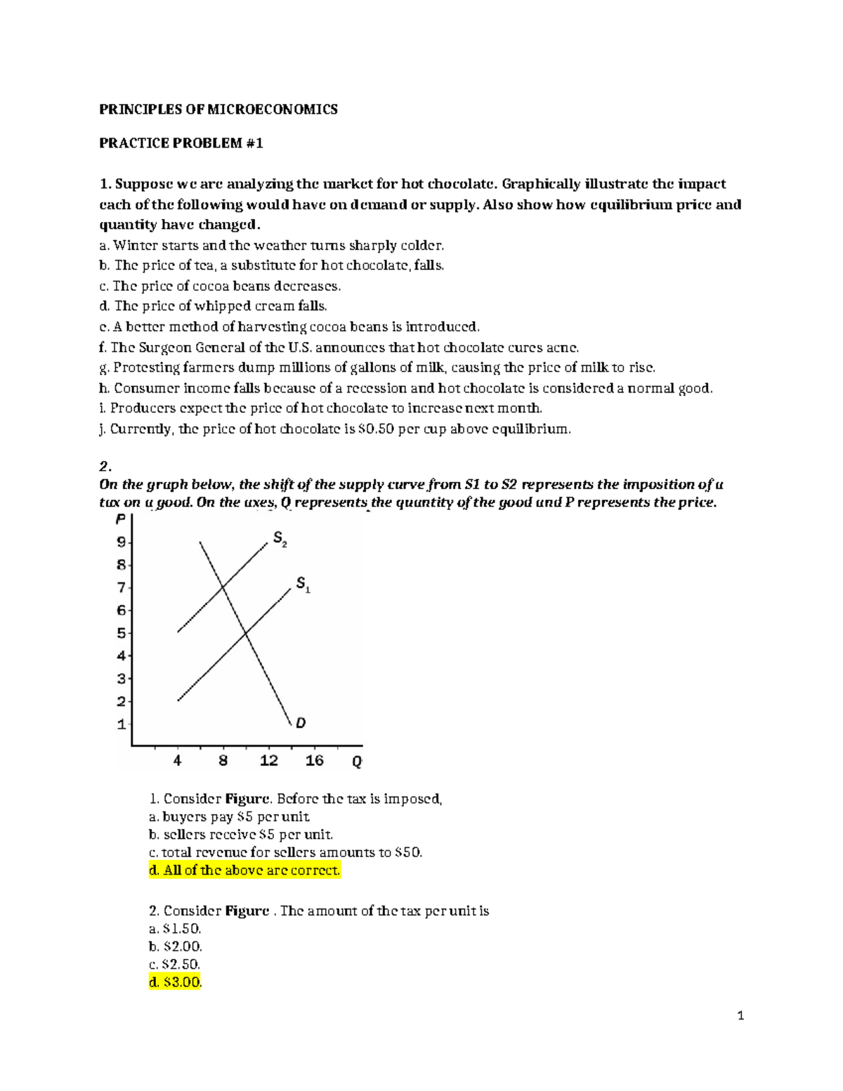 Principles of Microeconomics - Practice Problem #1 Analysis - Studocu