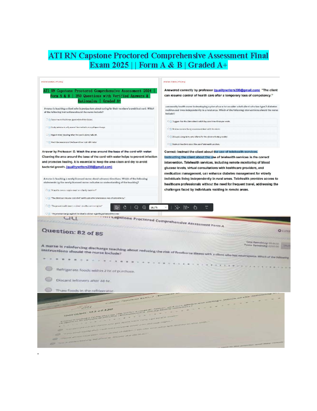 ATI RN Capstone Proctored Comprehensive Assessment Test Bank 2025 Forms ...
