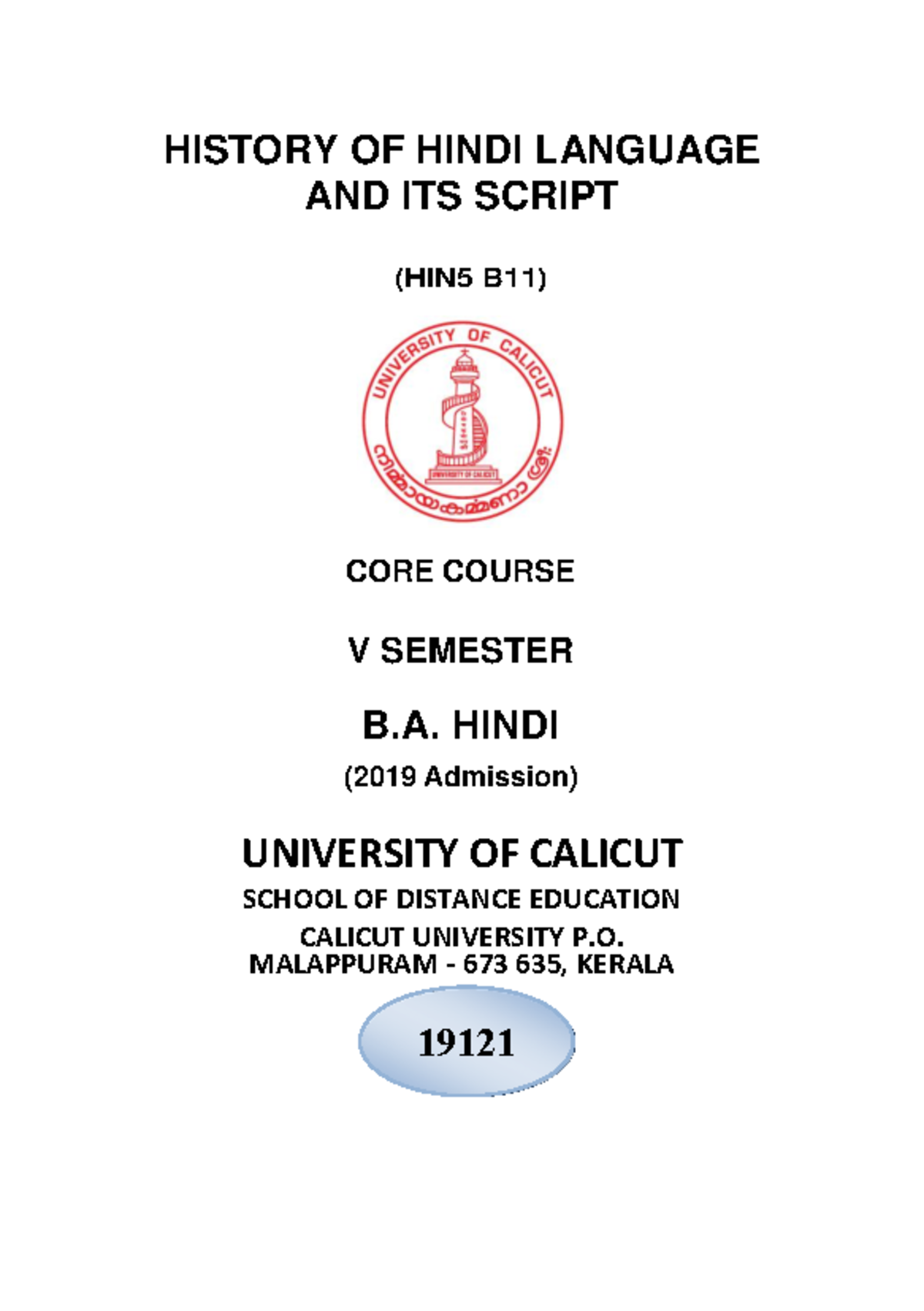 SLM - HIN5 B11 - History of Hindi Language and Its Script - Studocu