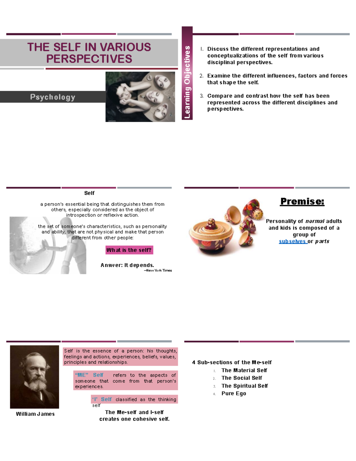 Psychology 101: Understanding the Self from Various Perspectives - Studocu