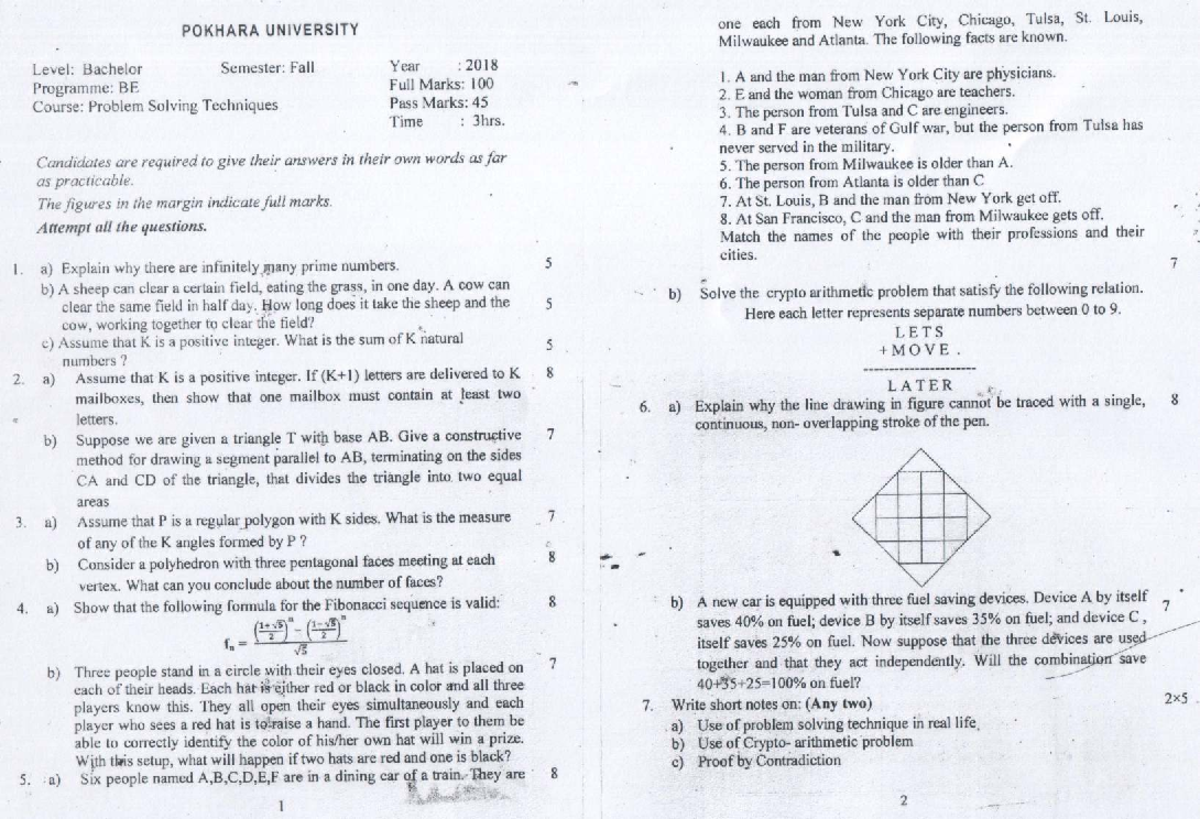 PST-18 Fall - Problem Solving Techniques Notes and Exercises - Studeersnel