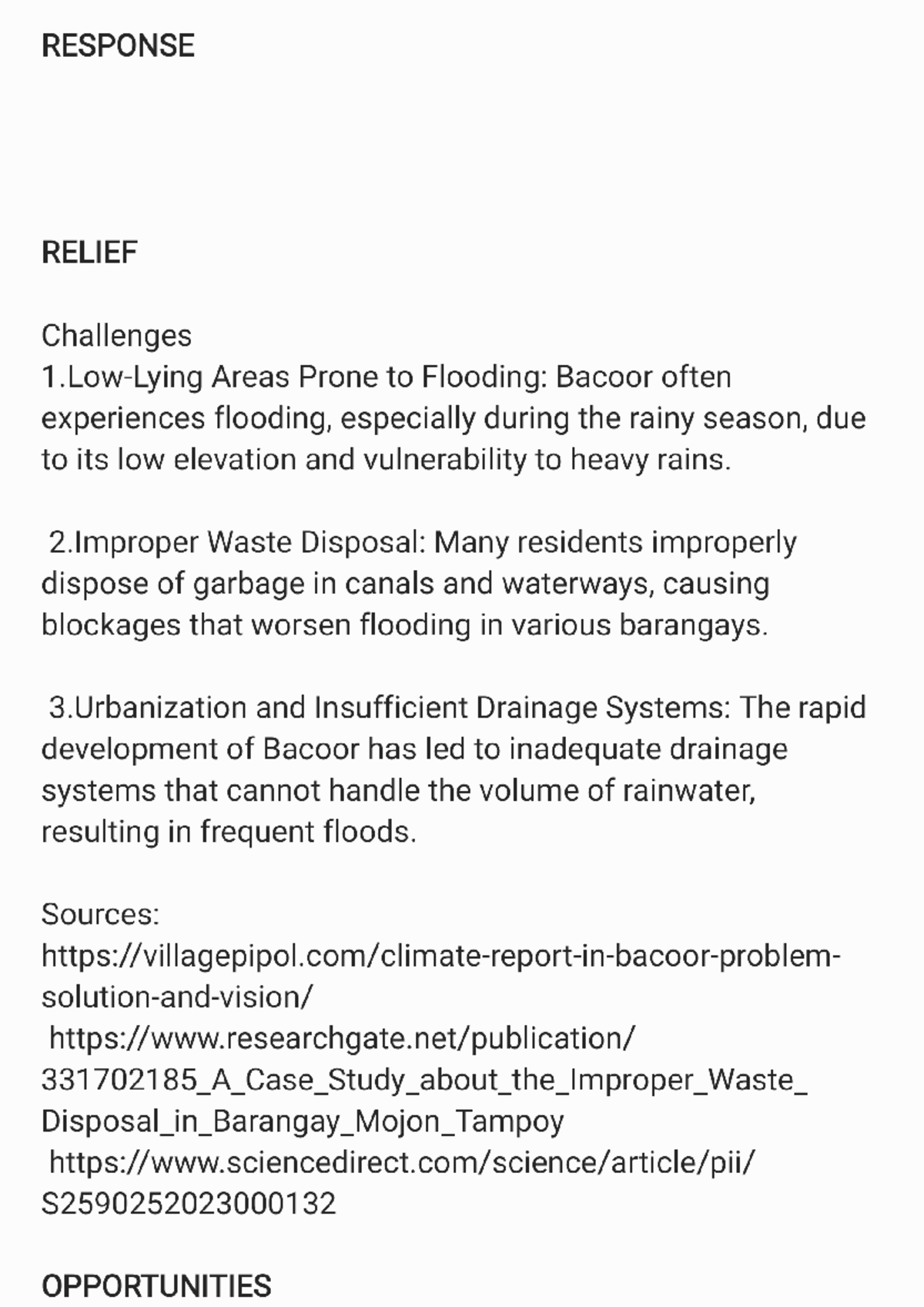 DRRR Management Cycle: Flooding Challenges and Solutions in Bacoor ...
