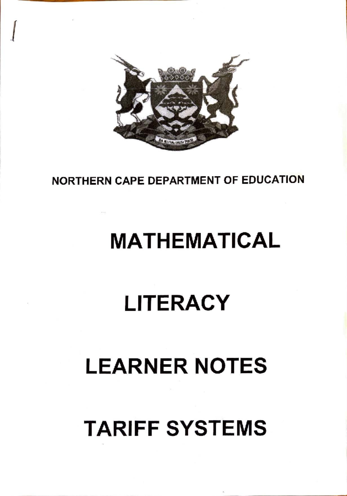 Mathematical Literacy Notes: Tariff Systems Overview - Studocu