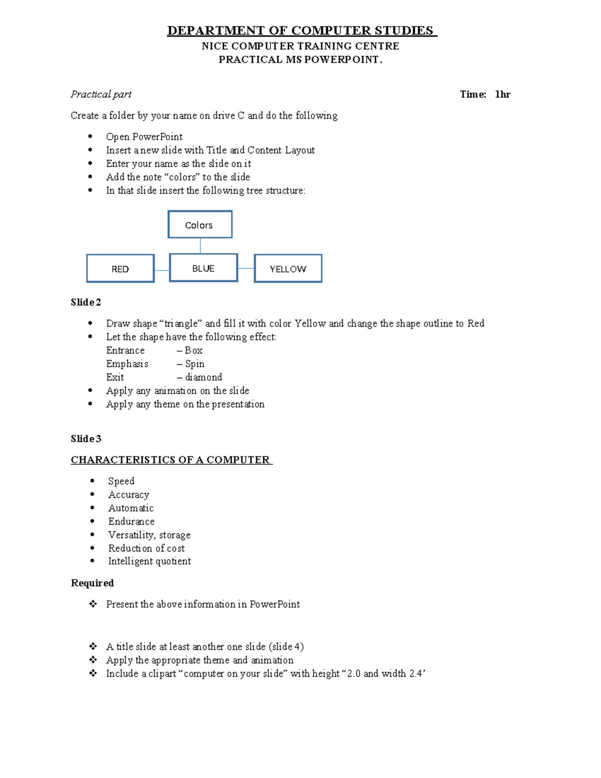 COMP 101: Practical MS PowerPoint Exam - Hardware Presentation Guide ...