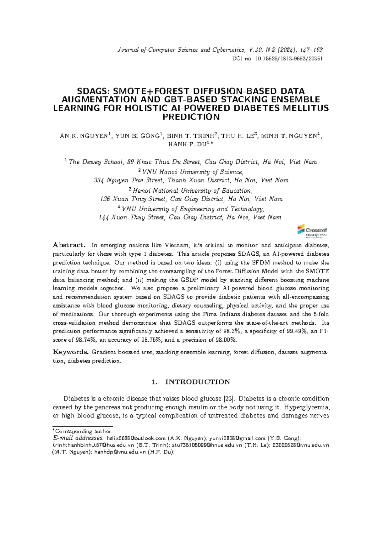 SDAGS: Data Augmentation & Stacking Ensemble for Diabetes Prediction ...