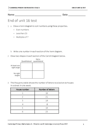 Mathematics Progression Test - M Stage 8 - Cambridge Lower Secondary 8 ...