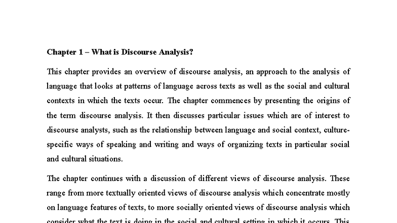 Chapter 1: Introduction to Discourse Analysis in Language Studies - Studocu