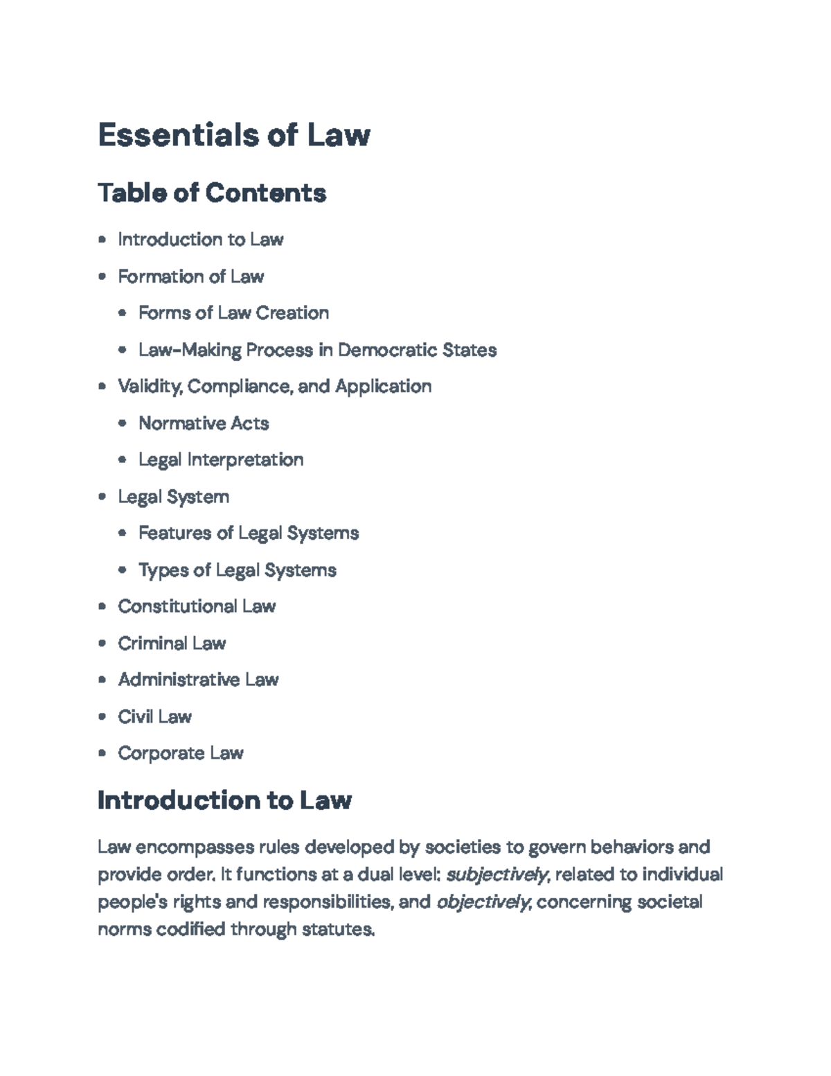 Essentials of Law: A Comprehensive Overview of Legal Principles ...