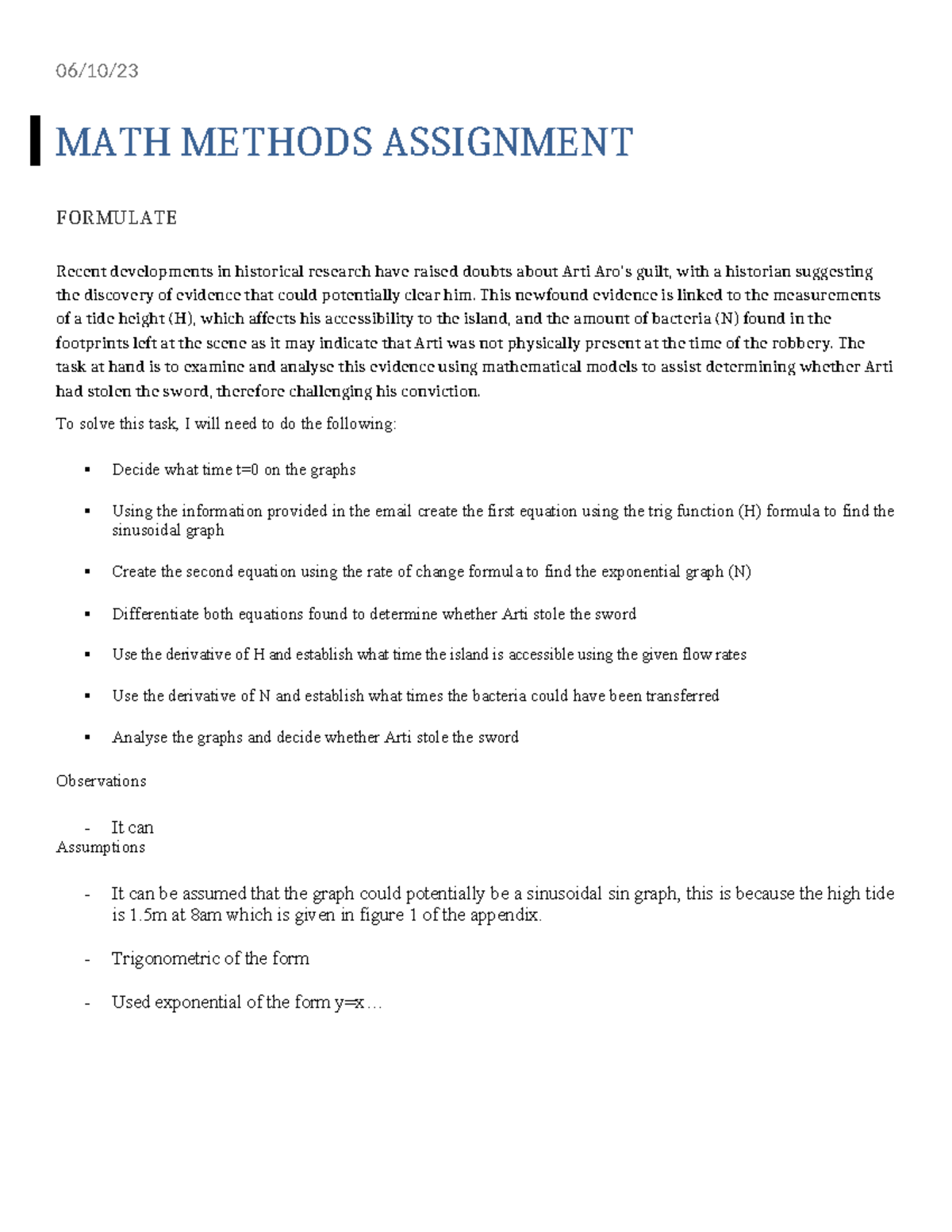IA1 Methods - IA1 Method assignment - 06/10/ MATH METHODS ASSIGNMENT ...