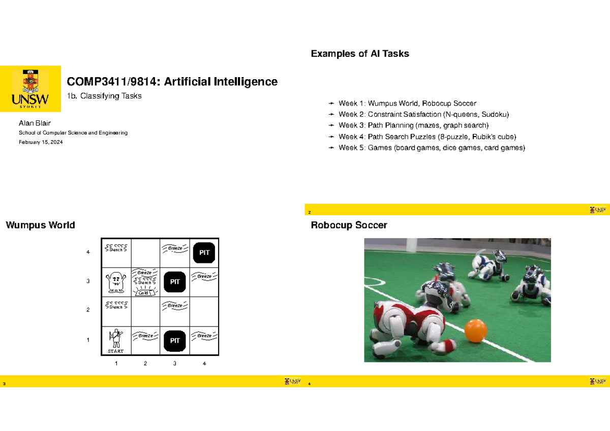 AI Tasks Classification: Lecture Notes for CSE 1b - Studocu