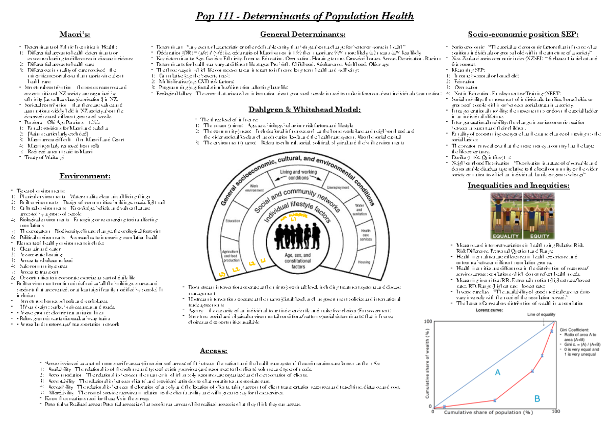 Pop 111 - Module 2 - Mind Map on Health Determinants and Inequities - Document Preview