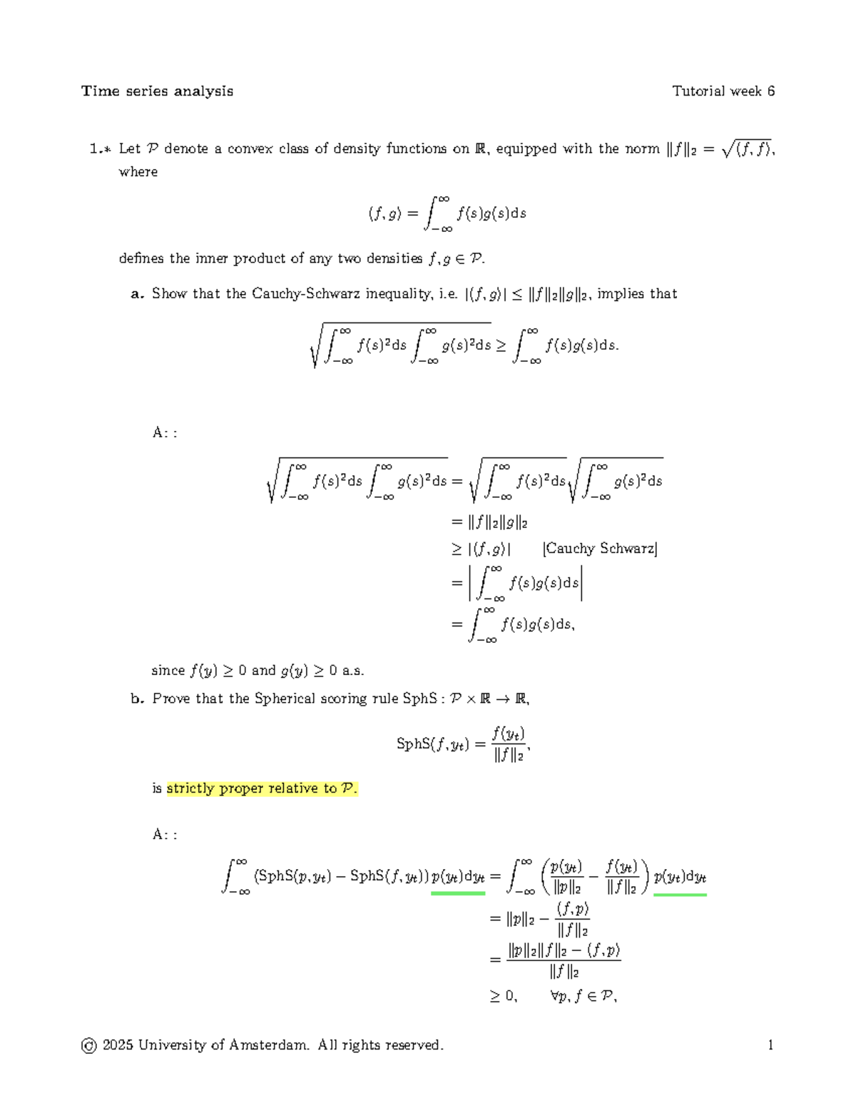 Tutorial Solutions for Time Series Analysis (Week 6) - 2025 - Studeersnel