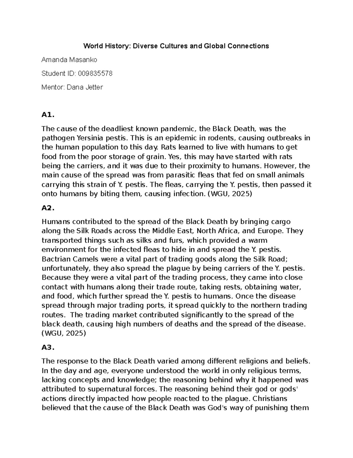 D266 Task 2 - The Black Death and 1918 Influenza Pandemic Analysis ...