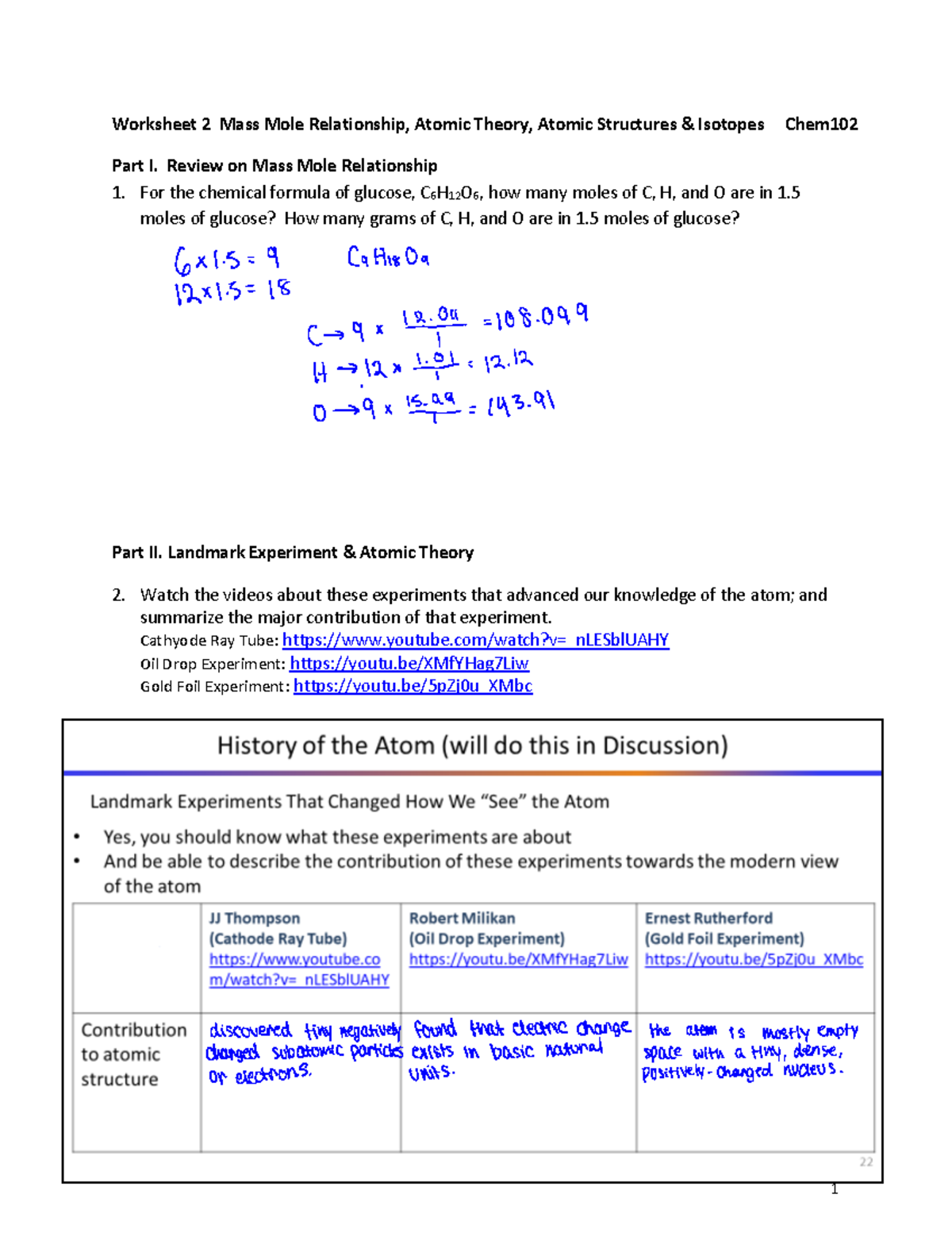 Worksheet+2+Mole+Mass+Relationship%2C+Atomic+Theory%2C+Atomic+Structure ...