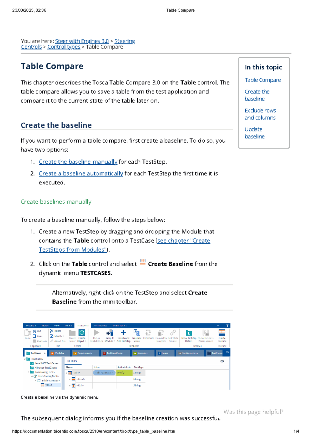 Table Compare - Tosca 3.0 Steering Controls Guide - Studocu