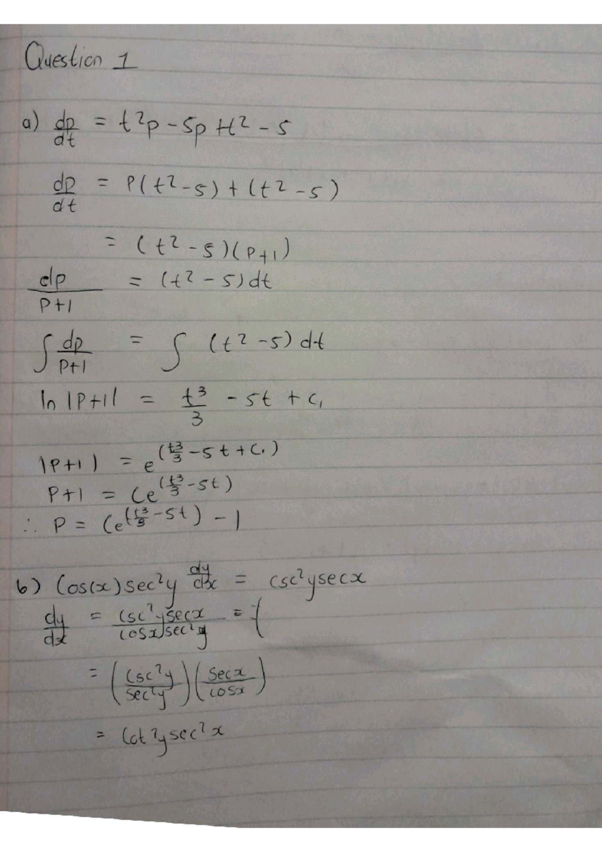 Assignment 4 Solutions for MAT1512: Differential Equations and ...